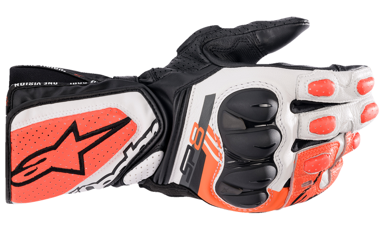 Alpinestars - SP-8 V3 Gloves - Black/White/Fluo Red - 2XL - SP-8 V3 Gloves - 3558321-1231-2X