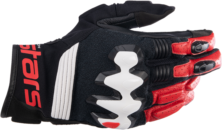 Alpinestars - Halo Gloves - Black/White/Bright Red - 3XL - Halo Leather Gloves - 3504822-1304-3X