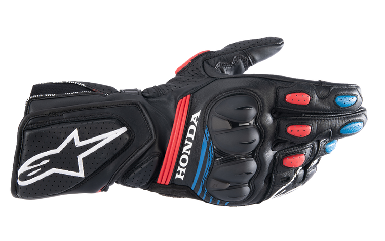 Alpinestars - Honda SP-8 v3 Gloves - Black/Red/Blue - Large - Honda SP-8 v3 Gloves - 3558423-1317-L
