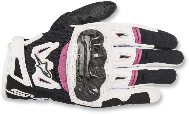 Alpinestars - Stella SMX-2 Air Carbon V2 Gloves - Black/White/Fuchsia - Medium - Stella SMX-2 Air Carbon V2 Gloves - 3517717-1239-M