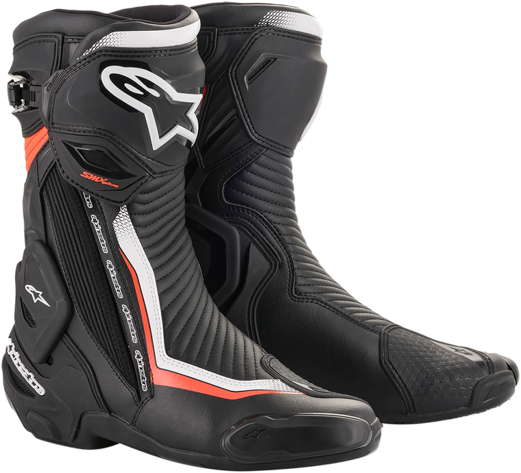 Alpinestars - SMX+ Boots - Black/White/Red Fluorescent - US 12 / EU 47 - SMX Plus Boots - 2221019-1231-47