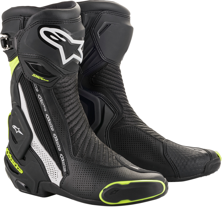 Alpinestars - SMX+ Vented Boots - Black/White/Yellow - US 6.5 / EU 40 - SMX Plus Vented Boots - 2221119-125-40