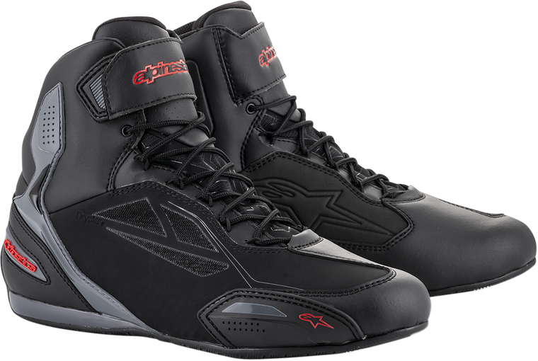 Alpinestars - Faster-3 Drystar Shoes - Black/Gray/Red - US 6 - Faster-3 Drystar Riding Shoes - 2540719131-6