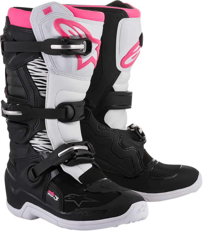 Alpinestars - Stella Tech 3 Boots - Black/White/Pink - US 8 - Stella Tech 3 Boots - 2013218-130-8