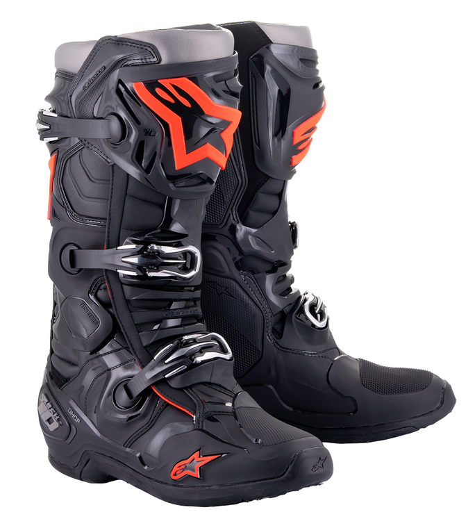 Alpinestars - Tech 10 Boots - Black/Red Fluorescent - US 9 - Tech 10 Boots - 2010020-1030-9