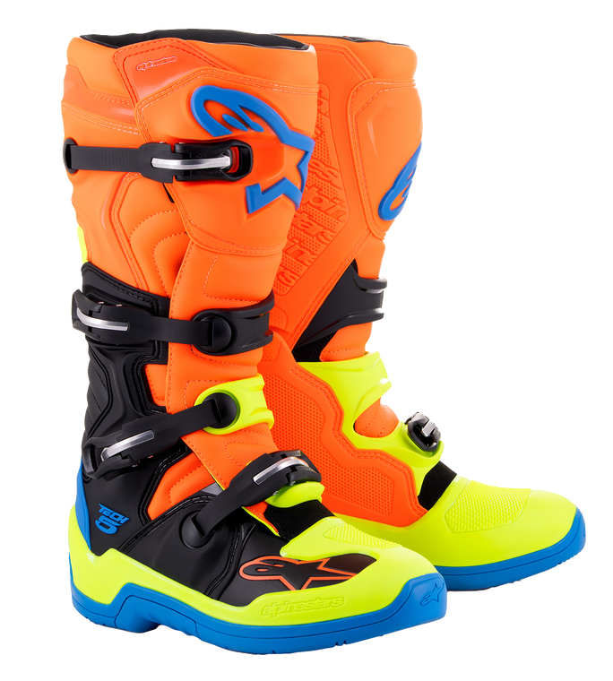 Alpinestars - Tech 5 Boots - Orange Fluorescent/Blue/Yellow Fluorescent - US 14 - Tech 5 Boots - 2015015-4755-14