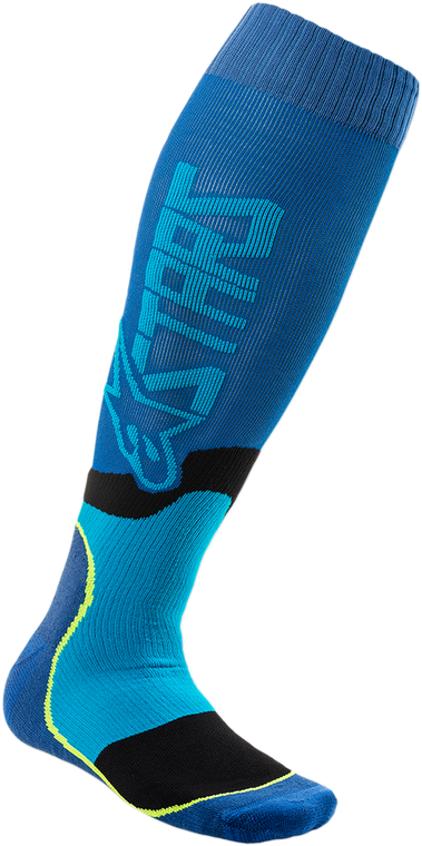 Alpinestars - MX Plus 2 Socks - Black/Cyan - Small/Medium - MX Plus 2 Socks - 4701920-707-SM