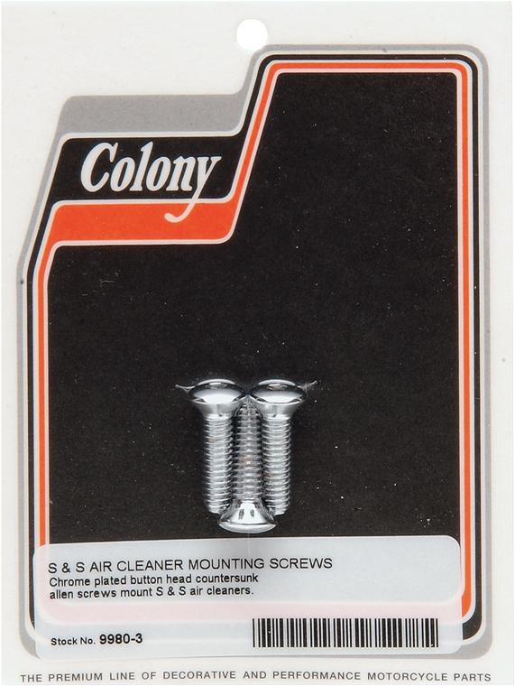 Colony - Cover Bolts - Air Cleaner - S&S Air Cleaner Cover Mounting Screw Kit - 9980-3