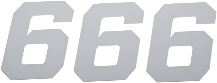 D'cor Visuals - Race Number Plate - #6 - White - 6" - Plate Number - 45-36-6