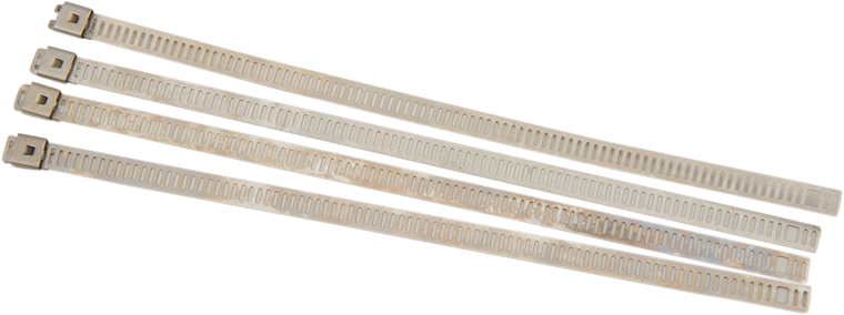 Cycle Performance Prod. - Exhaust Wrap Clamps - Silver - 4 Pack - Stainless Steel Tie Wrap - CPP/9076