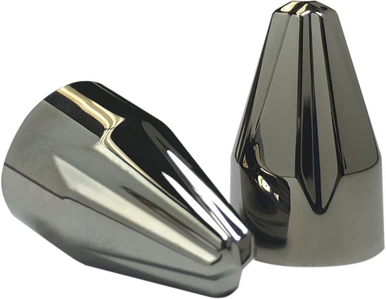 Ciro - Fluted Caps - 1/4" - Black Chrome - Add On Engine Bolt Cap Set - 70017 Ciro - Fluted Caps - 1/4" - Black Chrome - Add On Engine Bolt Cap Set - 70017