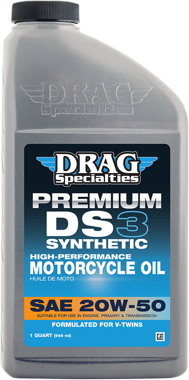Drag Specialties Oil - DS3 Synthetic Engine Oil - 20W-50 - 1 U.S. quart - DS3 Premium Full Synthetic 20W-50 Motorcycle Oil - 198921