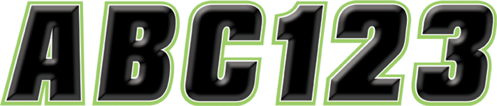 Hardline - Sticker Kit - 2" - Black/Kiwi - Snowmobile ID Kit - BLKKI500