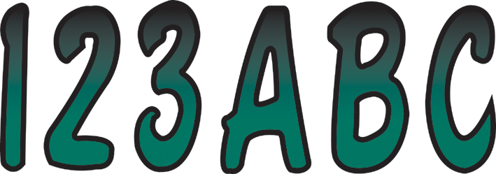 Hardline - I.D. Sticker Kit - 200 Series - Teal Gradation - Watercraft ID Kit - TEBKG200