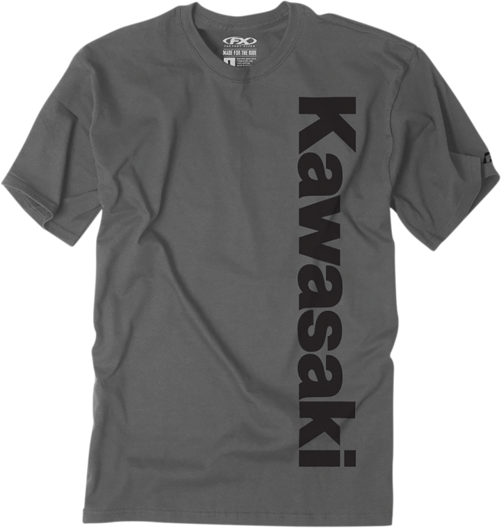 Factory Effex - Kawasaki Vertical T-Shirt - Charcoal Gray - 2XL - Kawasaki Vertical T-Shirt - 24-87108