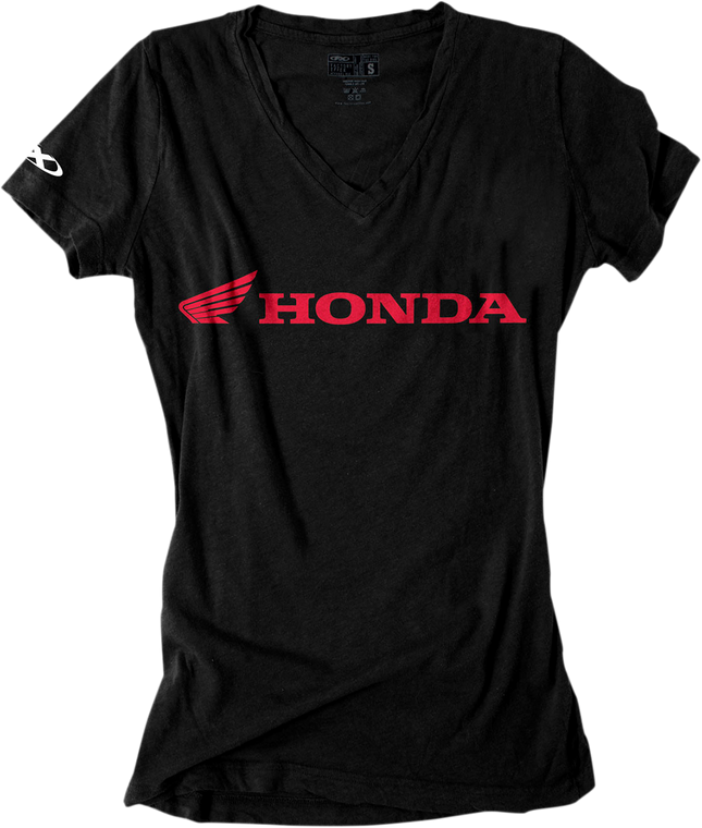 Factory Effex - Women's Honda V-Neck T-Shirt - Black - Small - Women's Honda V-Neck T-Shirt - 16-88340