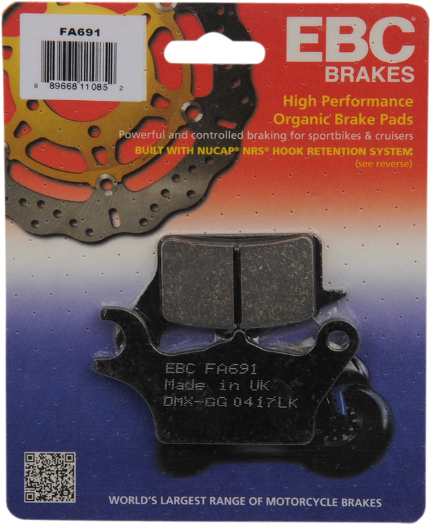 Ebc - Organic Brake Pads - Z 125 Pro - FA691 - Organic Base "FA" Brake Pads - FA691