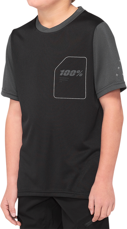 100% - Youth Ridecamp Jersey - Short-Sleeve - Black/Charcoal - Medium - Youth Ridecamp Jersey - 40031-00001