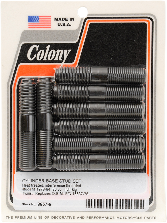 Colony - Cylinder Stud Set - 1978-1984 Big Twin - Cylinder Base Studs - 8857-8 Colony - Cylinder Stud Set - 1978-1984 Big Twin - Cylinder Base Studs - 8857-8