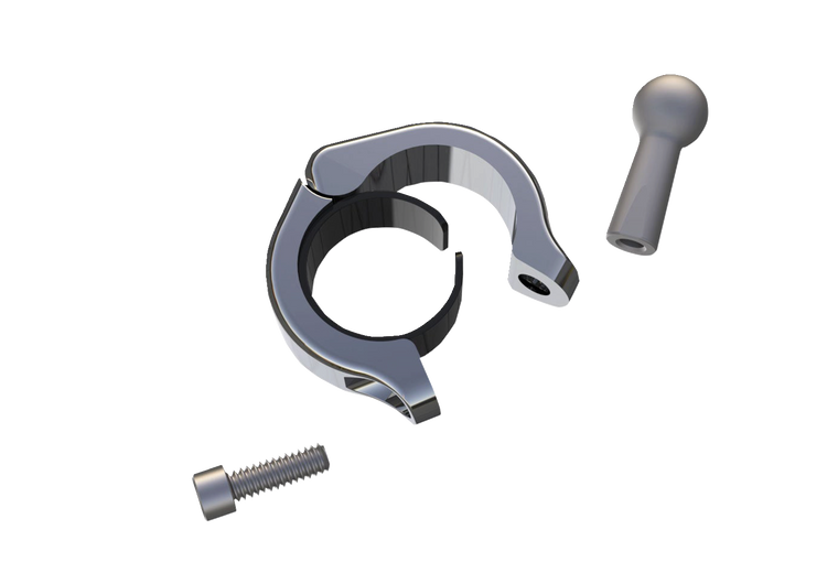 Ciro - Ball Mount - Aluminum Clamp - 1-1/8" - 1-1/4" Handlebars - Chrome - Aluminum Clamp Kit - 50138