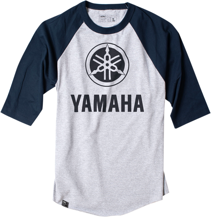 Factory Effex - Yamaha Baseball T-Shirt - Navy/Heather Gray - Large - Yamaha Baseball T-Shirt - 17-87224