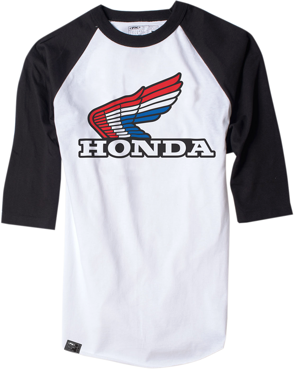 Factory Effex - Vintage Honda Baseball T-Shirt - White/Black - XL - Vintage Honda Baseball T-Shirt - 17-87336