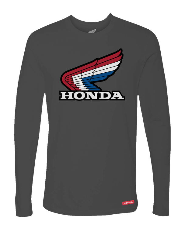 Honda Apparel - Honda Wing Long-Sleeve T-Shirt - Charcoal - Medium - Honda Wing Long-Sleeve T-Shirt - NP21S-M3023-M