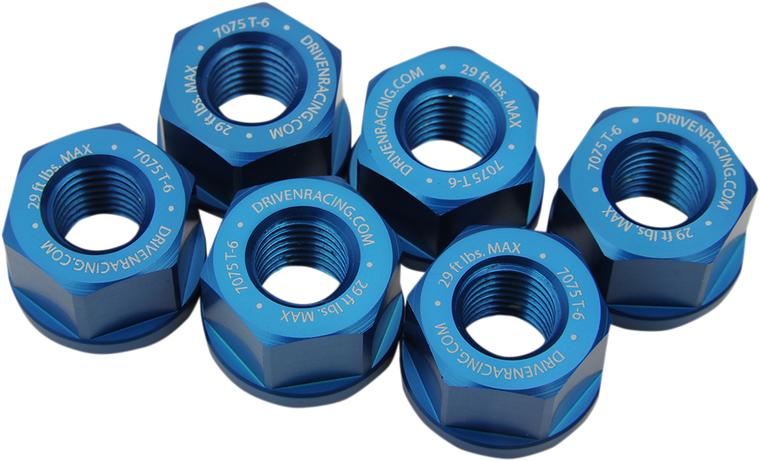 Driven Racing - Aluminum Sprocket Nuts - Blue - M10 x 1.25 - Sprocket Nuts - DSNBL
