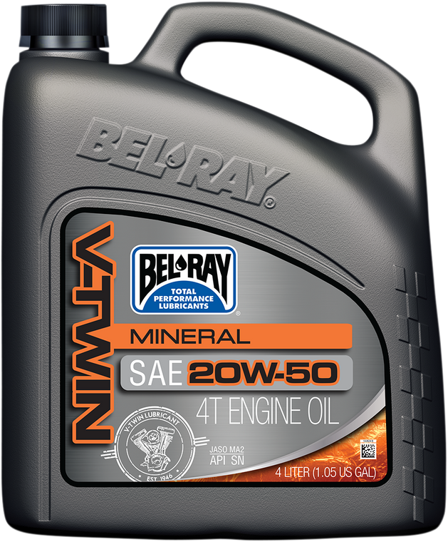 Bel-ray - V Twin Oil - 20W50 - 4L - V-Twin Mineral 4-Stroke Engine Oil - 96905-BT4