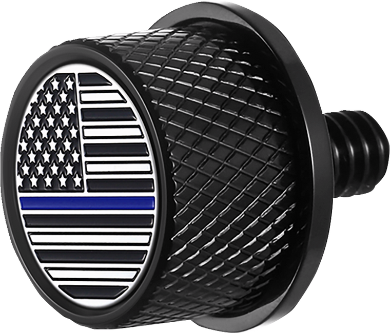 Figurati Designs - Seat Mounting Knob - Black - Blue Line American Flag - Seat Mounting Knob - FD71-SEAT KN-BK