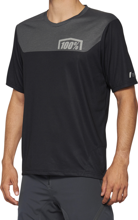 100% - Airmatic Jersey - Short-Sleeve - Black/Charcoal - Large - Airmatic Jersey - 40014-00002