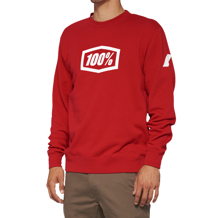 100% - Icon Long-Sleeve Fleece Sweatshirt - Red - Large - Icon Long-Sleeve Fleece Sweatshirt - 20026-00012