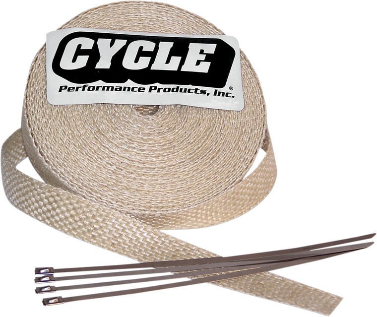 Cycle Performance Prod. - Exhaust Wrap Kit - Natural - 2x25 - Fiberglass Exhaust Wrap Kit - CPP/9043