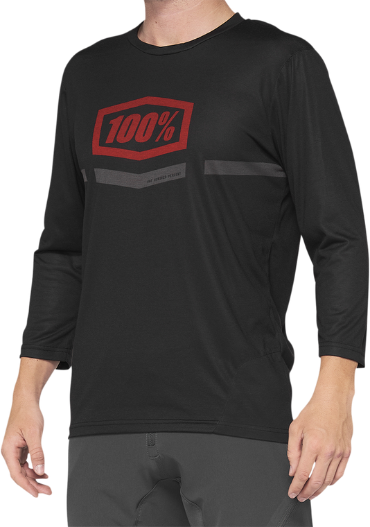 100% - Airmatic 3/4 Sleeve Jersey - Black/Red - Large - Airmatic 3/4 Sleeve Jersey - 40018-00007