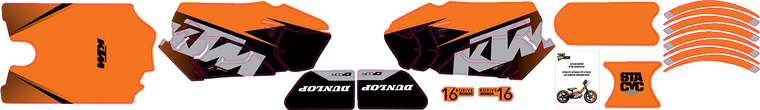 D'cor Visuals - STACYC Stability Cycle Graphic Kit - 16" - Brushless - KTM - STACYC Stability 16" Cycle Brushless Graphic Kit - 10-80-205B
