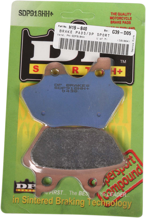 Dp Brakes - Sintered Metal Brake Pads - Harley-Davidson - SDP918HH - Sintered Metal Harley/Buell Brake Pads - SDP918HH