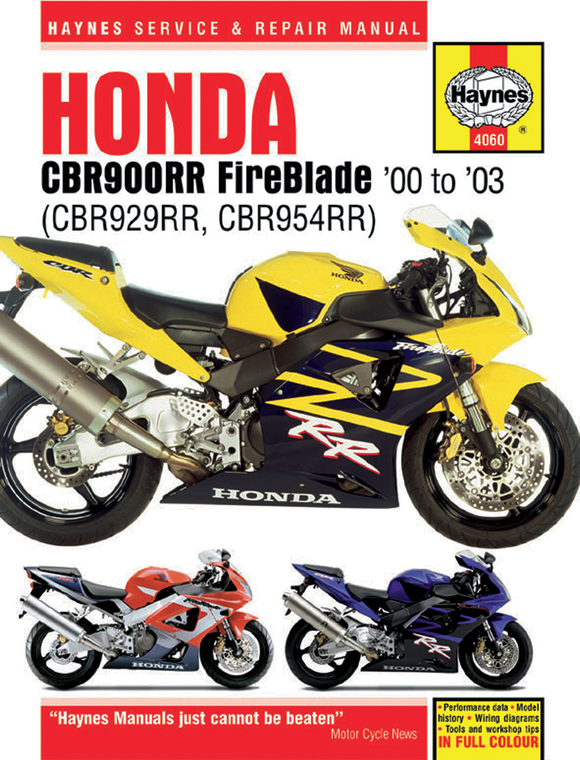 Haynes - Manual - Honda CBR929/954 - Motorcycle Repair Manual  Motorcycle, Honda - M4060