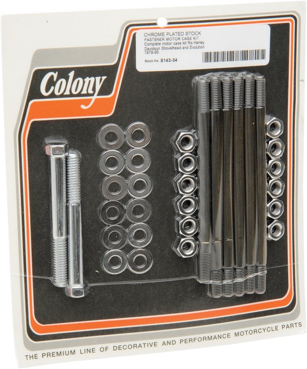 Colony - Studs - Motor Case - Big Twin - Hex-Head Hardware Kit - 8143-34 Colony - Studs - Motor Case - Big Twin - Hex-Head Hardware Kit - 8143-34