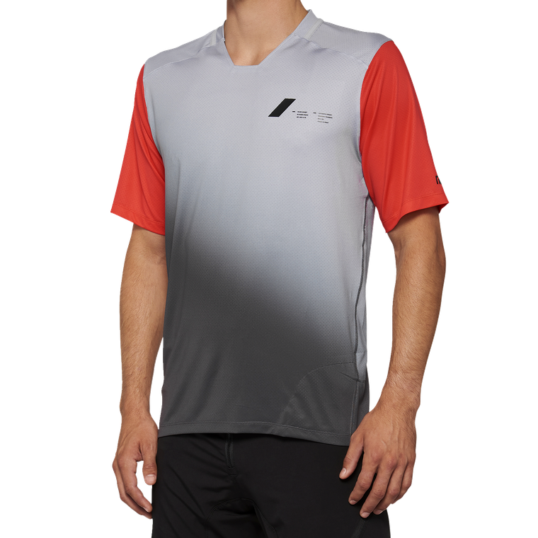 100% - Celium Jersey - Short-Sleeve - Gray/Racer Red - Small - Celium Jersey - 40011-00010