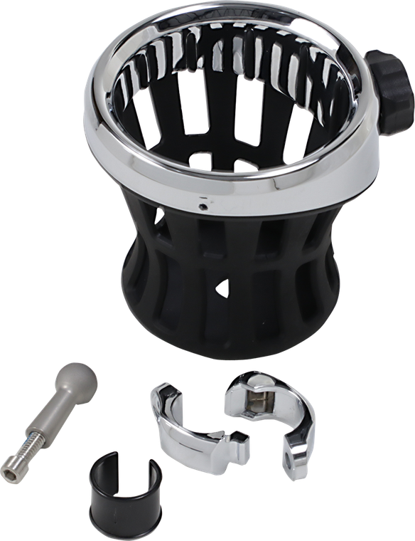 Ciro - Drink Holder - 7/8" & 1" Handlebar Mount - Chrome/Chrome Clamp - Drink Holder - 50412