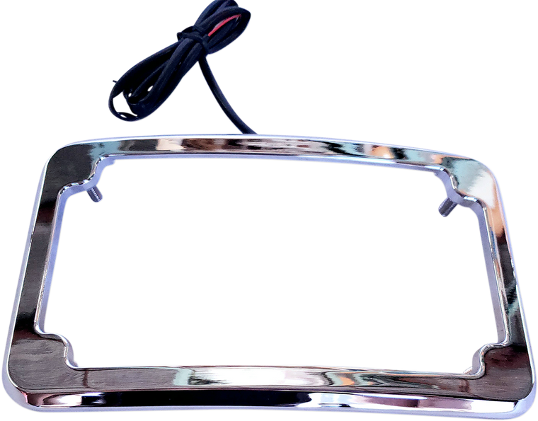 Cycle Visions - Beveled License Plate Frame - Chrome - Beveled License Plate with Lights - CV4617