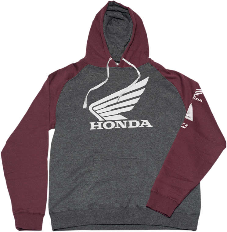 Factory Effex - Honda Wing Hoodie - Charcoal/Burgundy - Medium - Hoodie - 22-88312