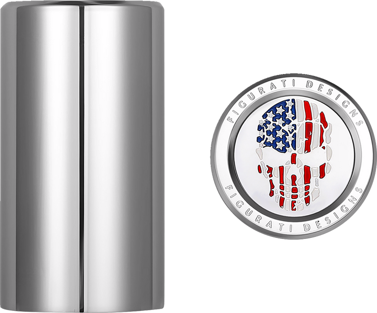 Figurati Designs - Docking Hardware Covers - Red/White/Blue American Flag Skull - Long - Stainless Steel - Docking Covers - FD24-DC-2545-SS Figurati Designs - Docking Hardware Covers - Red/White/Blue American Flag Skull - Long - Stainless Steel - Docking Covers - FD24-DC-2545-SS