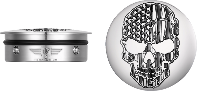 Figurati Designs - Swing Arm Covers - Contrast Cut - American Flag Skull - Custom - Swing Arm Covers - FD27-SS-SKUL-CC