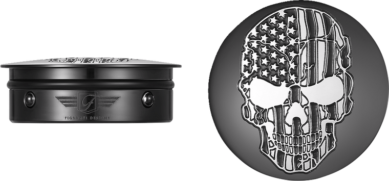 Figurati Designs - Swing Arm Covers - Contrast Cut - American Flag Skull - Custom - Black - Swing Arm Covers - FD28-BKSKULL-CC