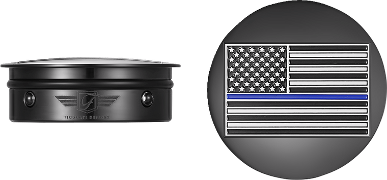 Figurati Designs - Swing Arm Covers - Blue Line American Flag - Custom - Black - Reversed - Swing Arm Covers - FD71-AFBL-BLK