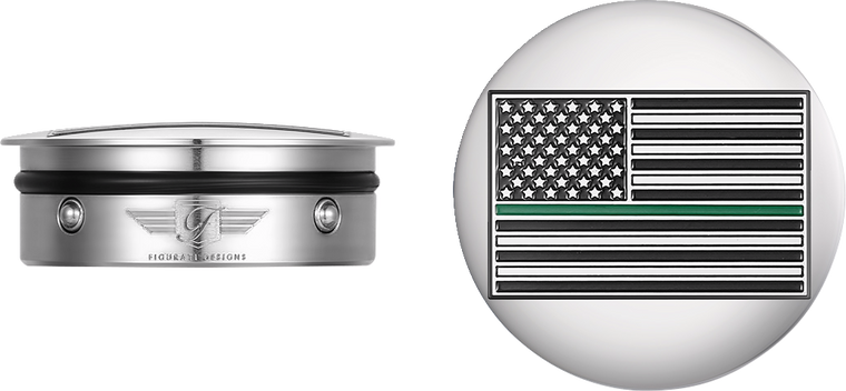 Figurati Designs - Swing Arm Covers - Green Line American Flag - Custom - Reversed - Swing Arm Covers - FD72-AFGL-SS