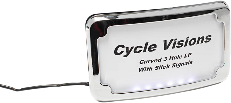Cycle Visions - License Plate Frame - Chrome - 3-Hole Mounted LED Lighted License Plate Frame - CV4641