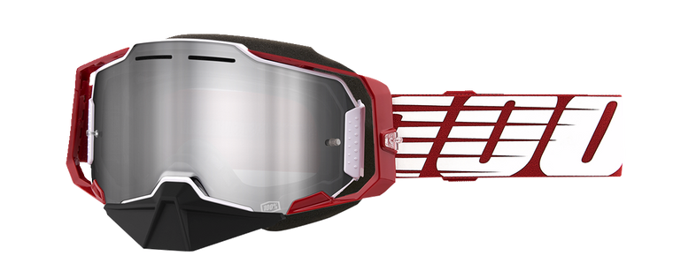 100% - Armega Snow Goggles - Oversized Red - Silver Mirror - Armega Snow Goggles  Mirrored Lens - 50008-00006