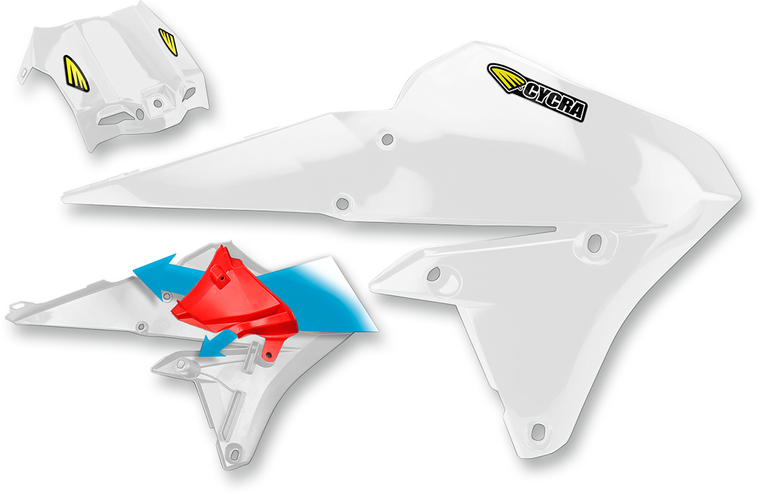 Cycra - PowerFlow Shrouds - with Air Box Cover - White - Powerflow Intake Radiator Shrouds - 1CYC-1778-42